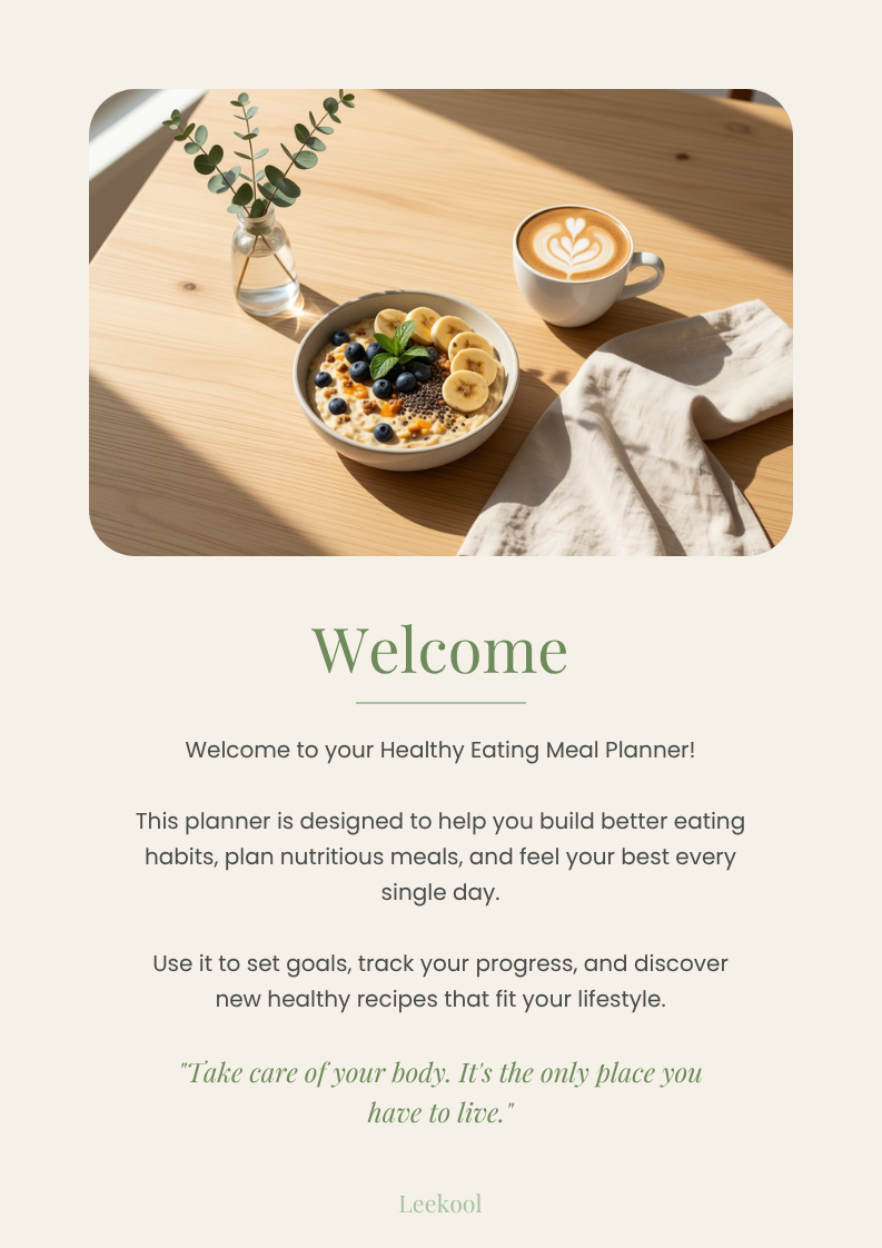 Healthy Eating Meal Planner | 44 -Pages Digital Wellness Planner
